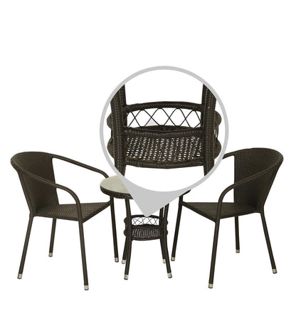 Outdoor Patio Dining Set – 2 Chairs & Round Table