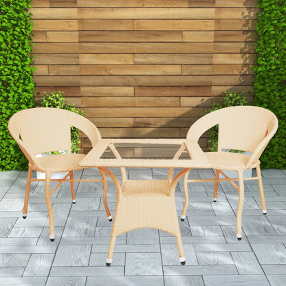 Outdoor Patio Seating Set – 2 Chairs & 1 Round Table