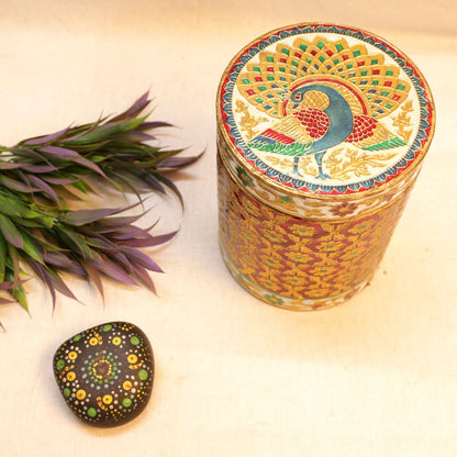 Meenakari Wooden Jar Medium