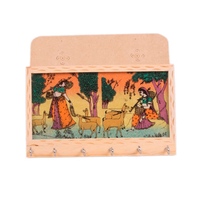 Wooden Gemstone Painted Letter Holder.