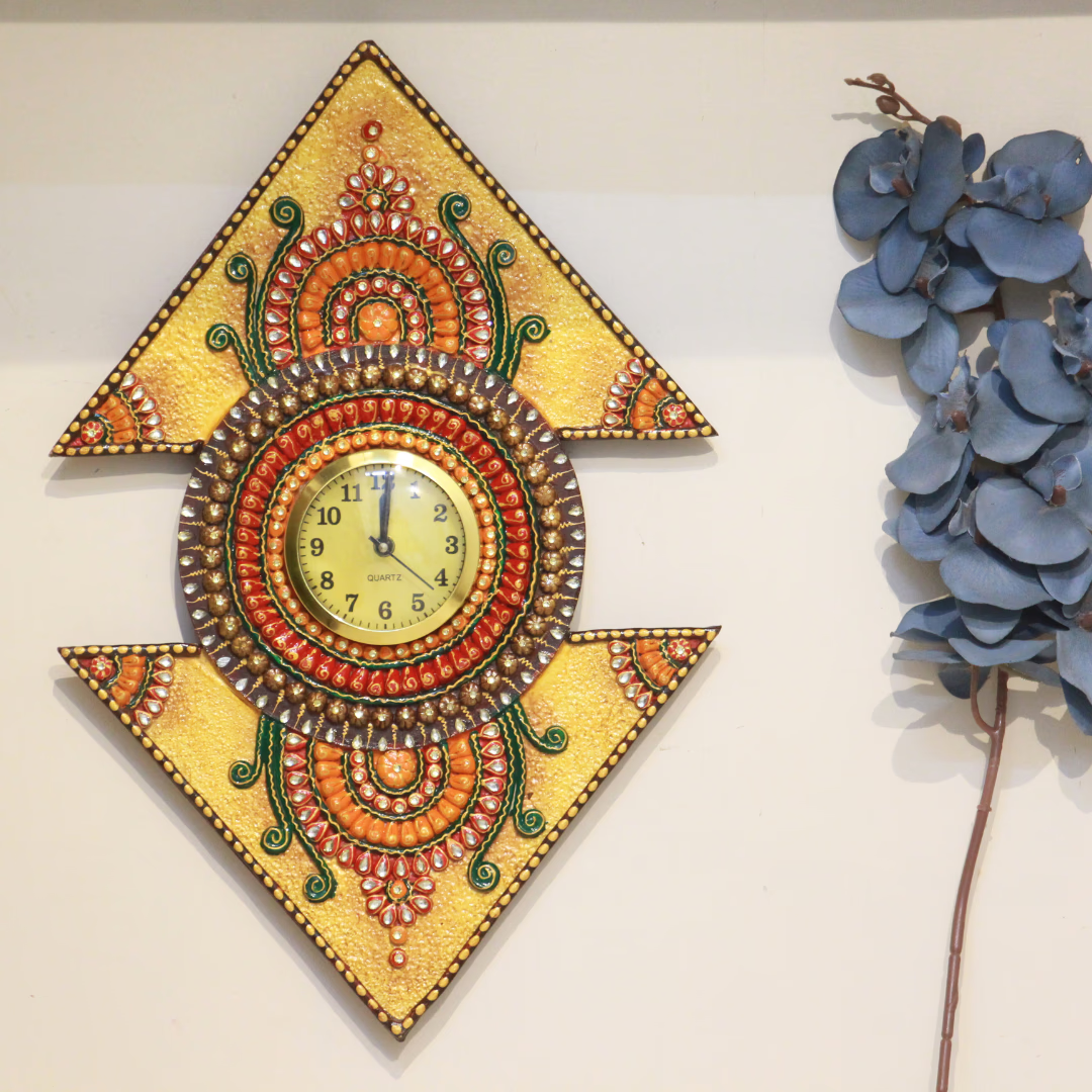 Kundan Clock — Handcrafted Decorative Clock