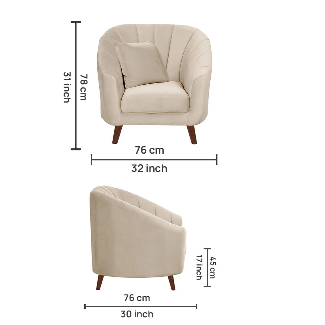 Modern Curved Barrel Accent Armchair