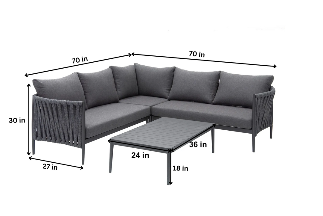 Outdoor Patio Sectional Sofa Set | L-Shaped Sofa with Coffee Table