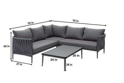 Outdoor Patio Sectional Sofa Set | L-Shaped Sofa with Coffee Table