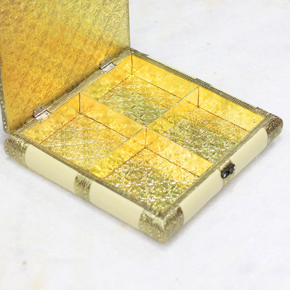 Resin Round Rajwadi Dry Fruit Box | 10×10 cm | Royal Indian Gifting