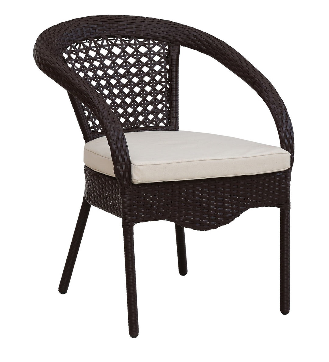 5-Piece Woven Patio Dining Set with 4 Armchairs & Glass-Top Table