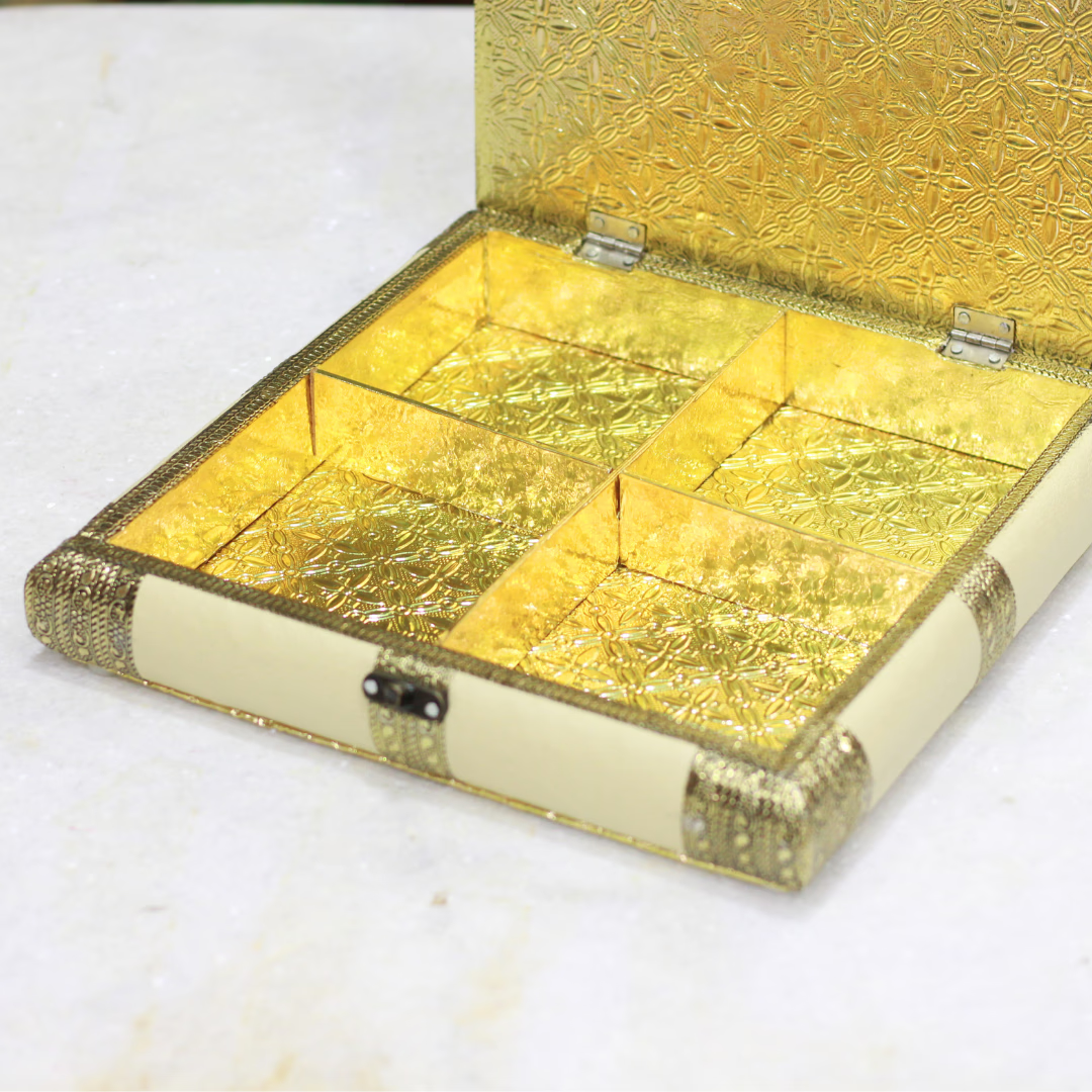 Resin Round Rajwadi Dry Fruit Box | 10×10 cm | Royal Indian Gifting