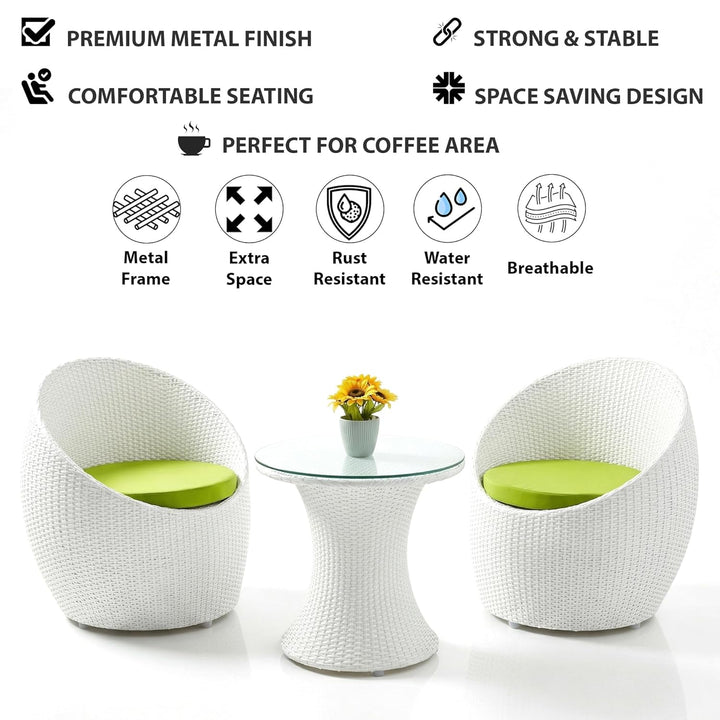 Outdoor Patio Conversation Set – 2 Chairs & 1 Round Table