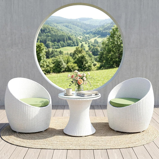 Outdoor Patio Conversation Set – 2 Chairs & 1 Round Table