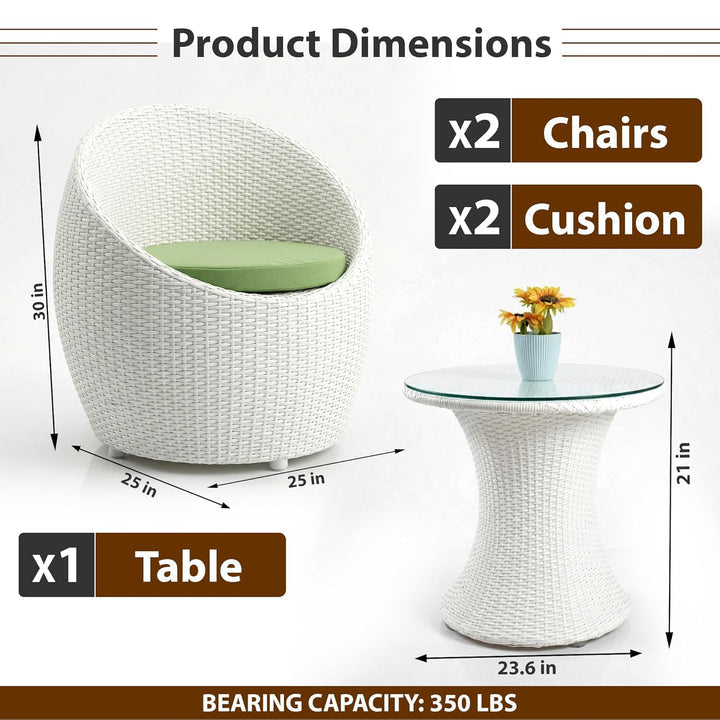 Outdoor Patio Conversation Set – 2 Chairs & 1 Round Table