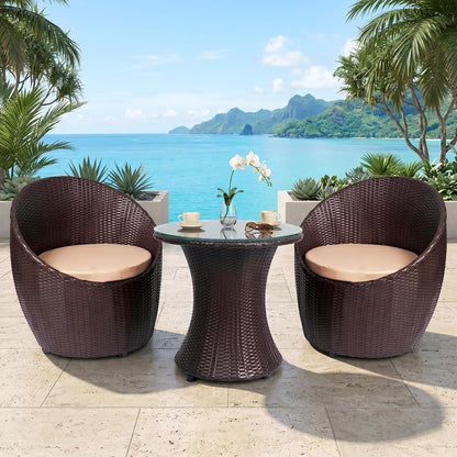 Outdoor Patio Conversation Set – 2 Chairs & 1 Round Table