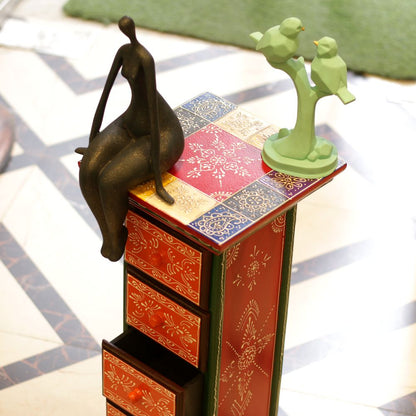 Handcrafted Wooden Pillar (Big) – Traditional Decorative Wooden Pedestal Stand for Home & Office Décor