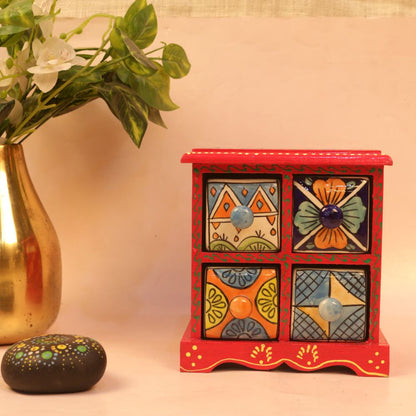 4 Drawer Blue Pottery
