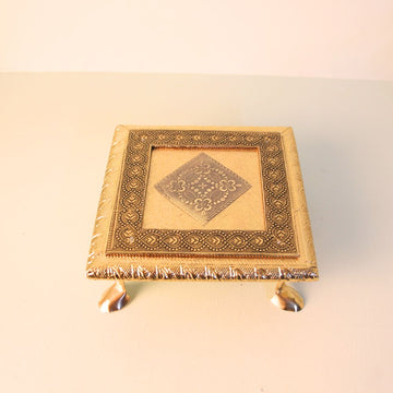 4x4 Wooden Regzin Chowki | Mini Decorative Pooja Chowki | Handcrafted Wooden Bajot for Home Temple
