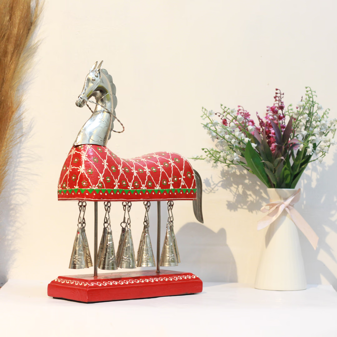 Wooden 10 Bell Horse | 21 inches | Handcrafted Indian Decorative Showpiece