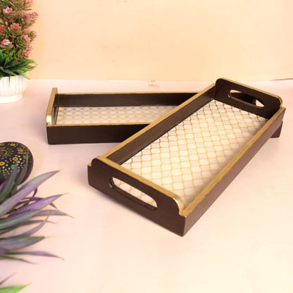 Handcrafted Gold Serving Tray Set (Set of 2) – Premium Decorative & Serving Tray