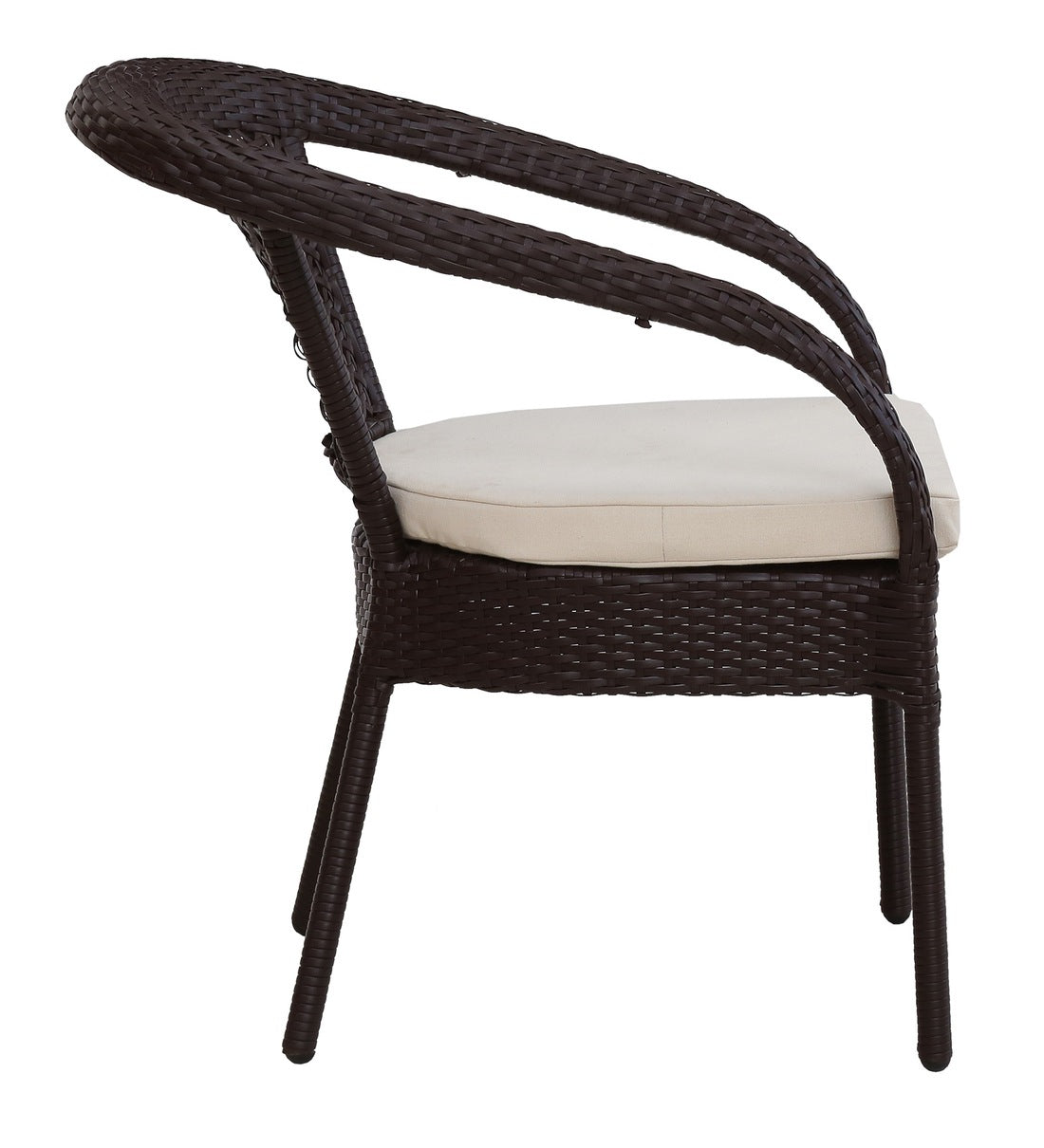 5-Piece Woven Patio Dining Set with 4 Armchairs & Glass-Top Table