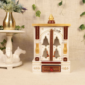 MANDIR DOOR GANTI WALA WHITE COLOUR 9X12X15