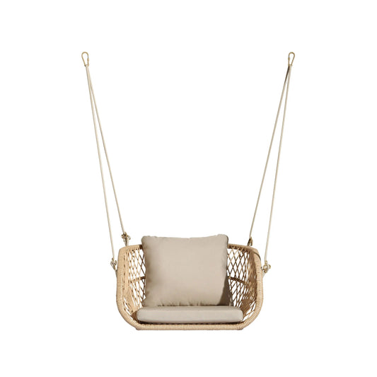 Woven Hanging Swing Chair – Single Seat Outdoor Hanging Chair with Cushion