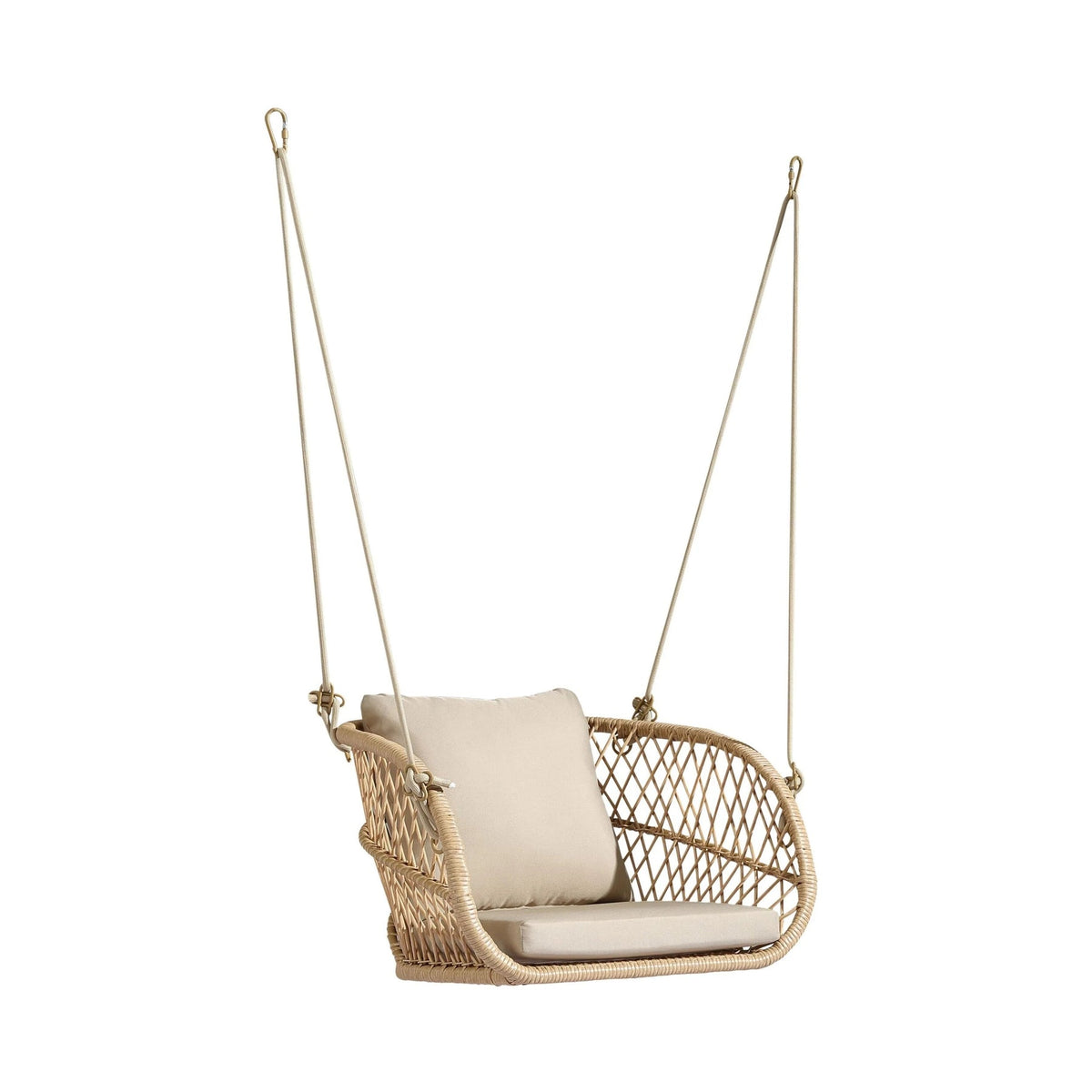 Woven Hanging Swing Chair – Single Seat Outdoor Hanging Chair with Cushion