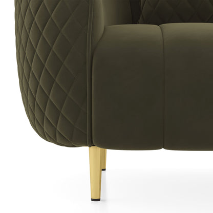 Modern Quilted 3-Seater Sofa with Channel-Tufted Seat & Cushions