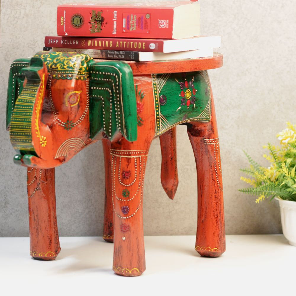 10' Wooden Colorful Elephant Stool