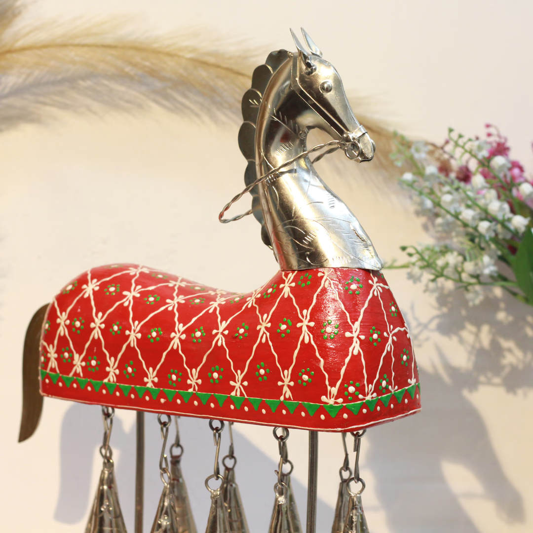 Wooden 10 Bell Horse | 21 inches | Handcrafted Indian Decorative Showpiece