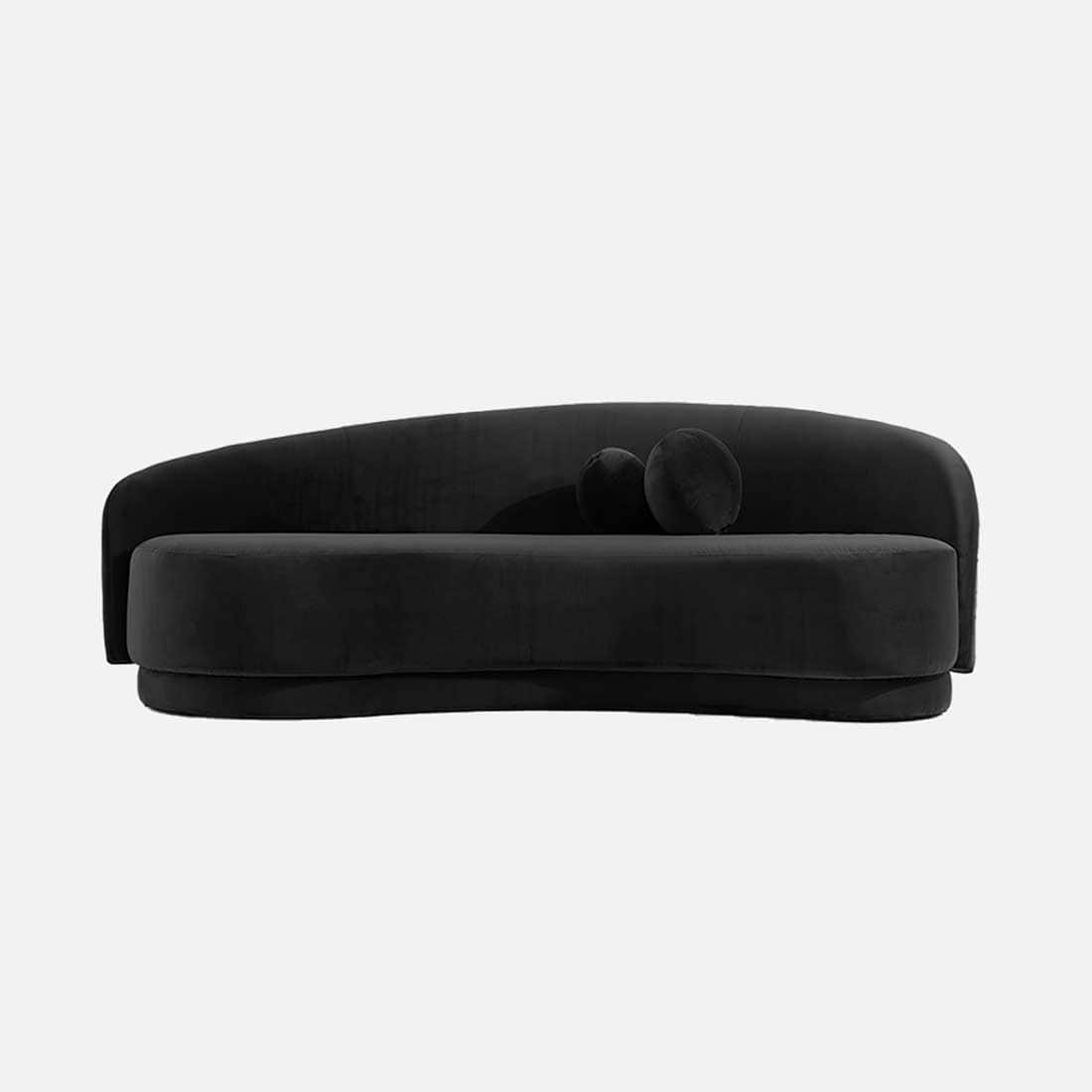 Modern Black Curved 3 Seater Sofa | Luxury Upholstered Sofa-Shivora Crafts
