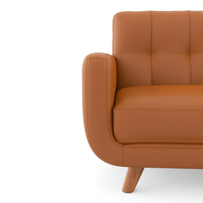Modern 3-Seater Sofa with Channel Tufted Back & Wooden Legs
