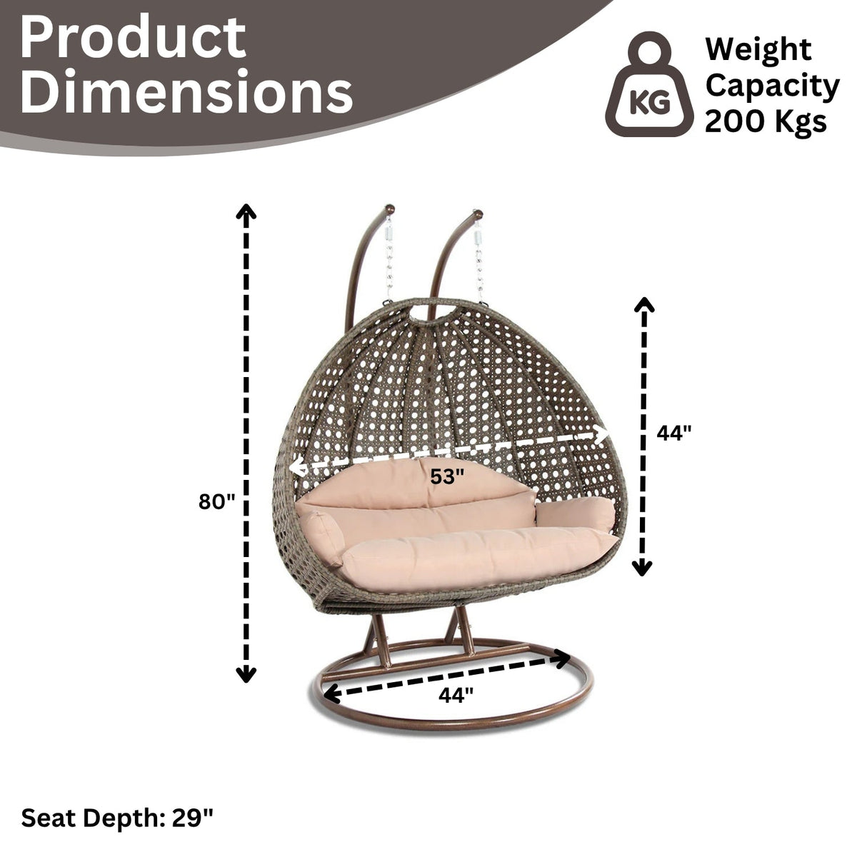 Outdoor Hanging Egg Chair with Stand & Cushioned Seat