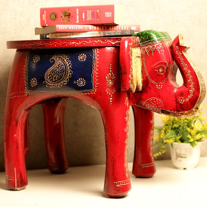 15' Wooden Colorful Elephant Stool