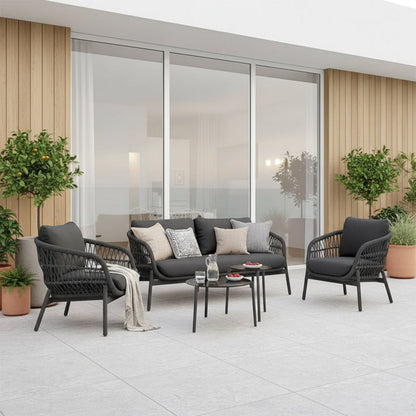 4-Piece Outdoor Patio Conversation Set with Cushioned Seating & Coffee Table