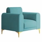 Modern Channel-Tufted Accent Chair with Curved Arms & Metal Legs