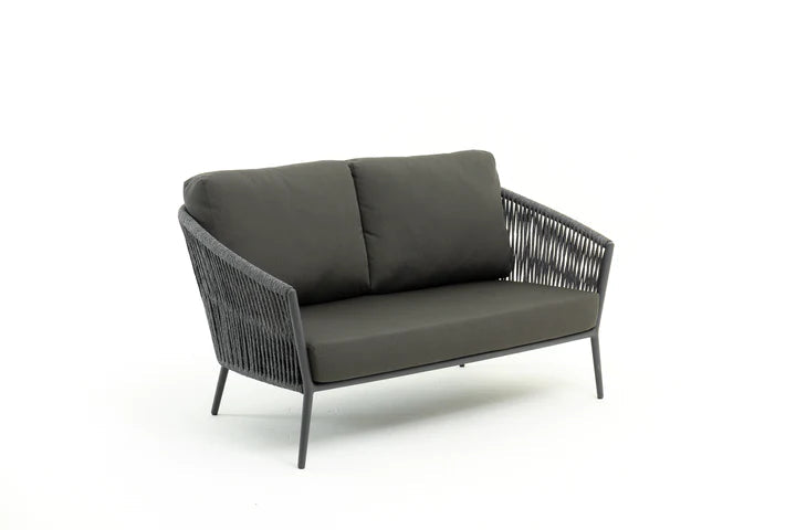 Outdoor Rope Loveseat | 2 Seater Patio Sofa with Cushioned Seating