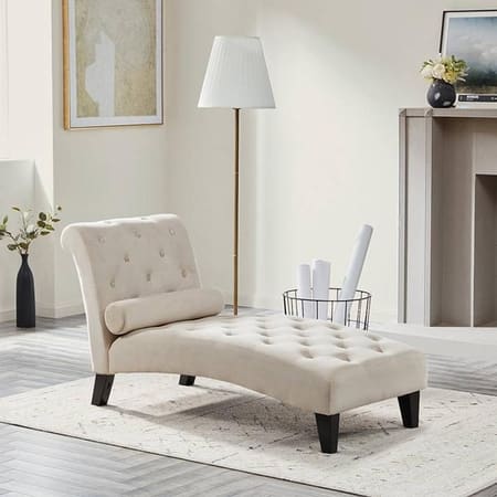 Modern Tufted Chaise Lounge Chair – Upholstered Reclining Accent Seat-Shivora Crafts