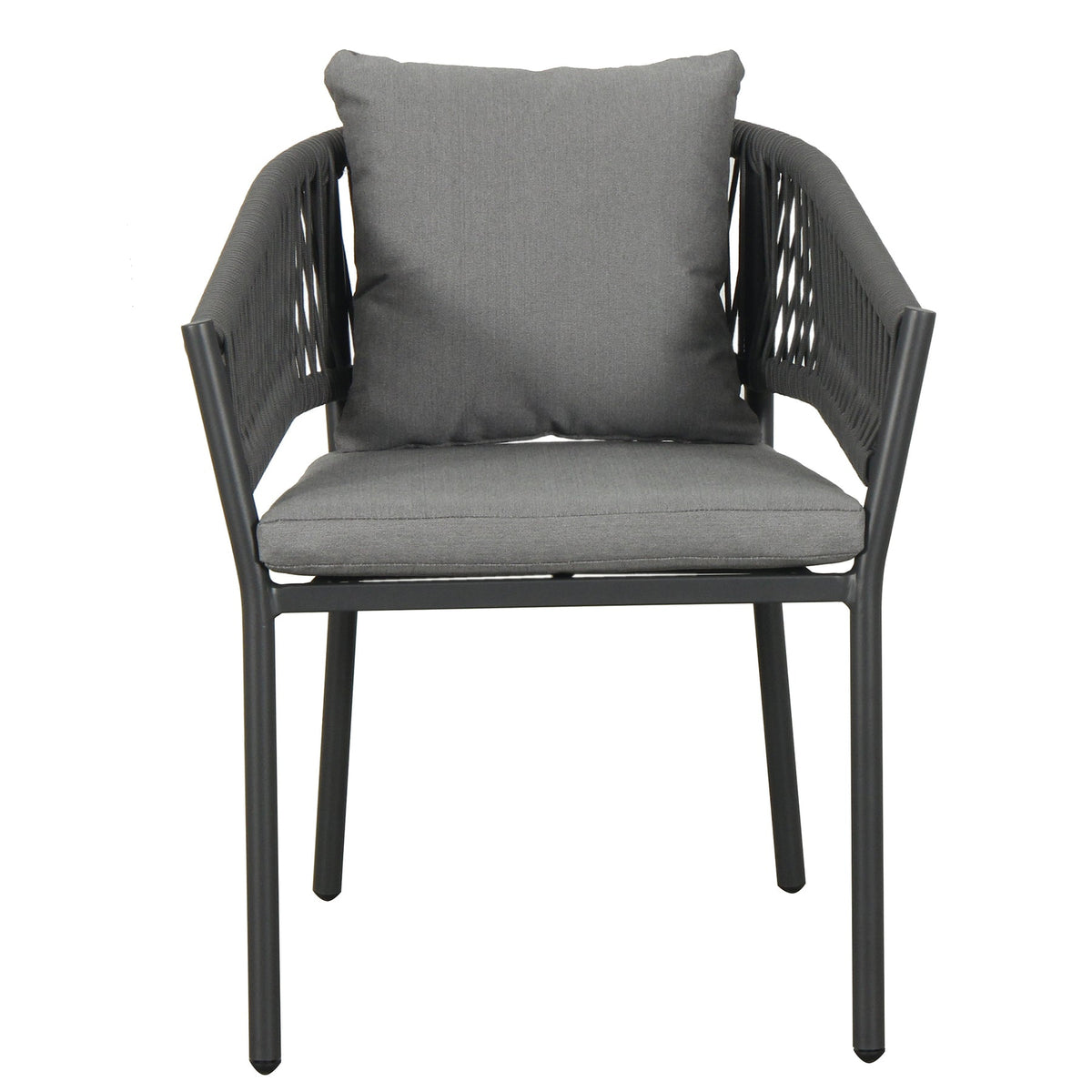 4-Seater Woven Outdoor Dining Set – Round Patio Table & 4 Armchairs