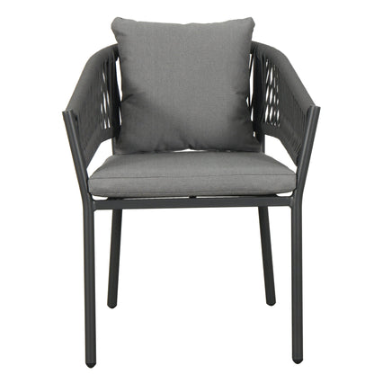 4-Seater Woven Outdoor Dining Set – Round Patio Table & 4 Armchairs