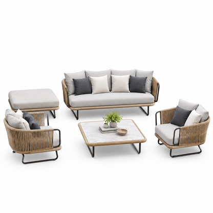 Modern Outdoor Patio Sofa Set with Coffee Table & Accent Seating