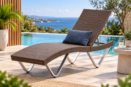 Outdoor Chaise Lounge Chair | Adjustable Reclining Poolside Sun Lounger