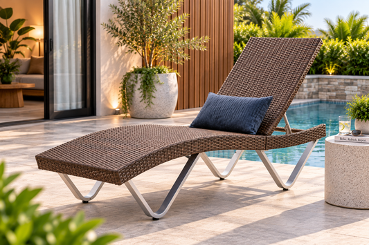 Outdoor Chaise Lounge Chair | Adjustable Reclining Poolside Sun Lounger