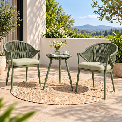 3 Piece Outdoor Bistro Set | 2 Patio Chairs with Round Table-Shivora Crafts