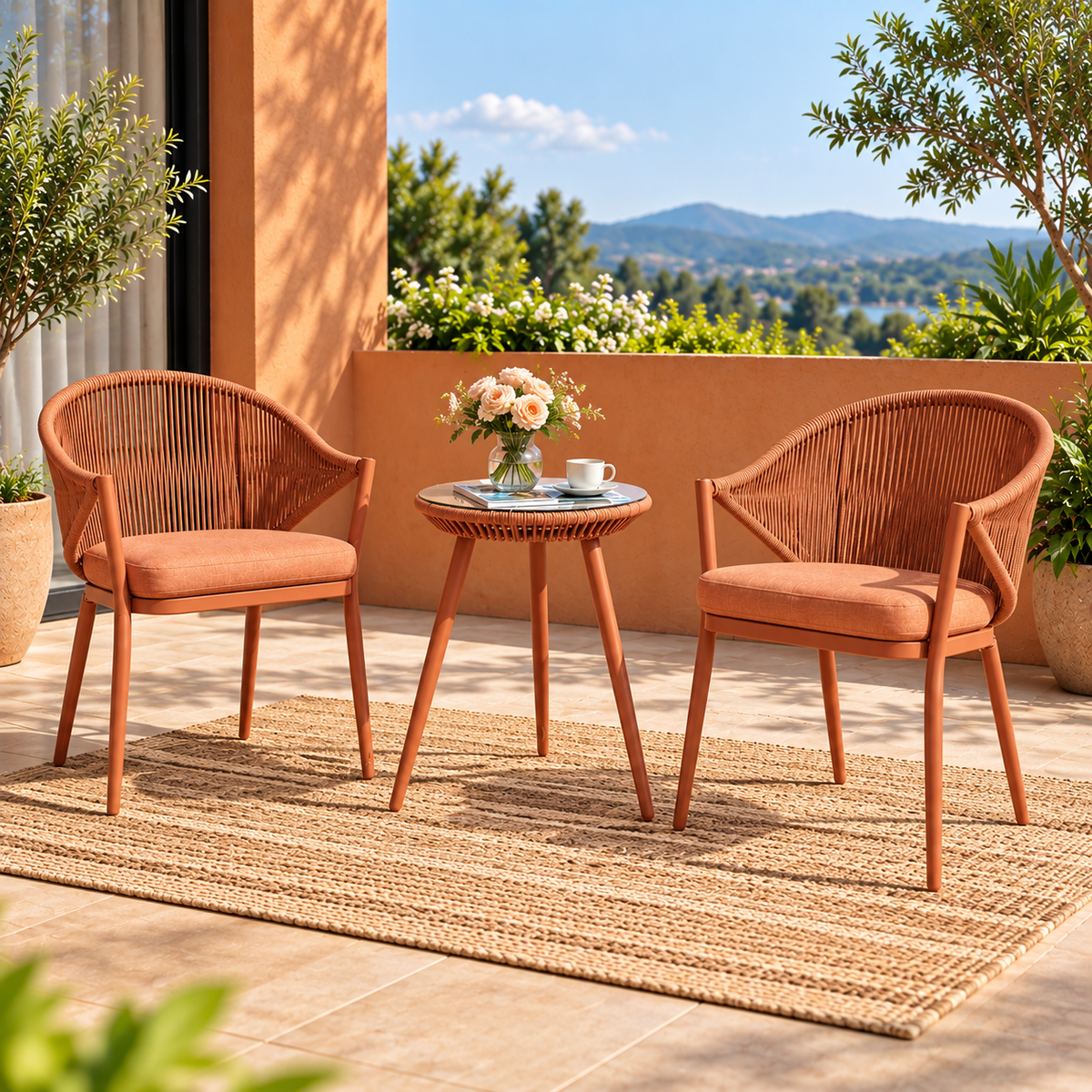 3 Piece Outdoor Bistro Set | 2 Patio Chairs with Round Table-Shivora Crafts