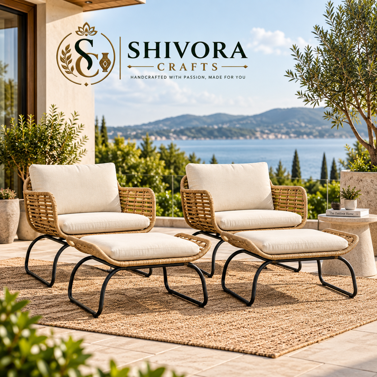 Outdoor Lounge Chair & Ottoman Set – Patio Conversation Seating