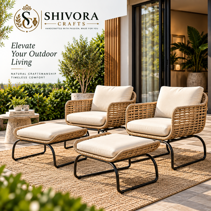 Outdoor Lounge Chair & Ottoman Set – Patio Conversation Seating