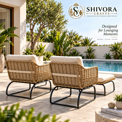 Outdoor Lounge Chair & Ottoman Set – Patio Conversation Seating
