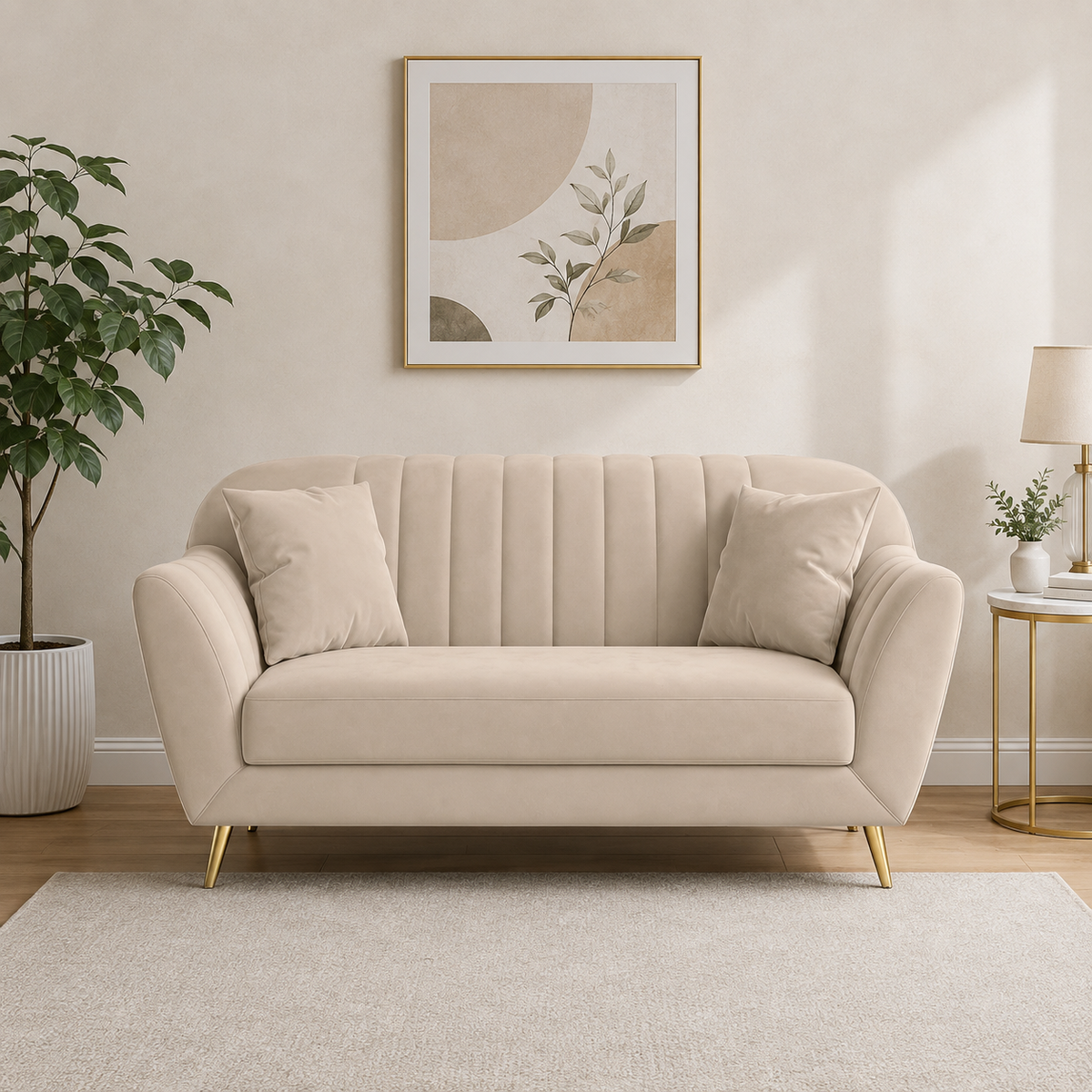 Modern Vertical Channel 2 Seater Sofa