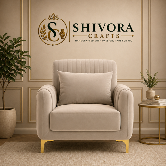 Modern Accent Chair with Channel-Tufted Back & Metal Legs