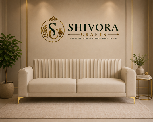 Modern 3-Seater Sofa with Channel-Tufted Back & Metal Legs