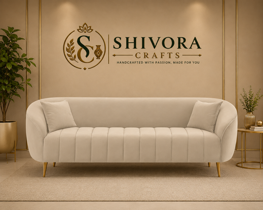 Modern Channel-Tufted Upholstered Sofa with Rounded Arms & Vertical Stitching