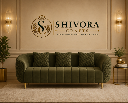 Modern Quilted 3-Seater Sofa with Channel-Tufted Seat & Cushions